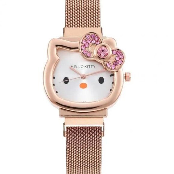 HELLO KITTY ROSE GOLD Mesh Band Quartz Watch, magnetic clasp - Picture 6 of 6